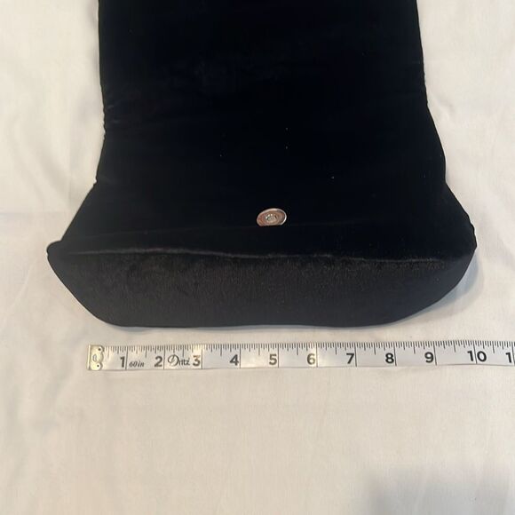 Elegant Black Feathered Rhinestone embellished velvet handbag EUC - Picture 10 of 13